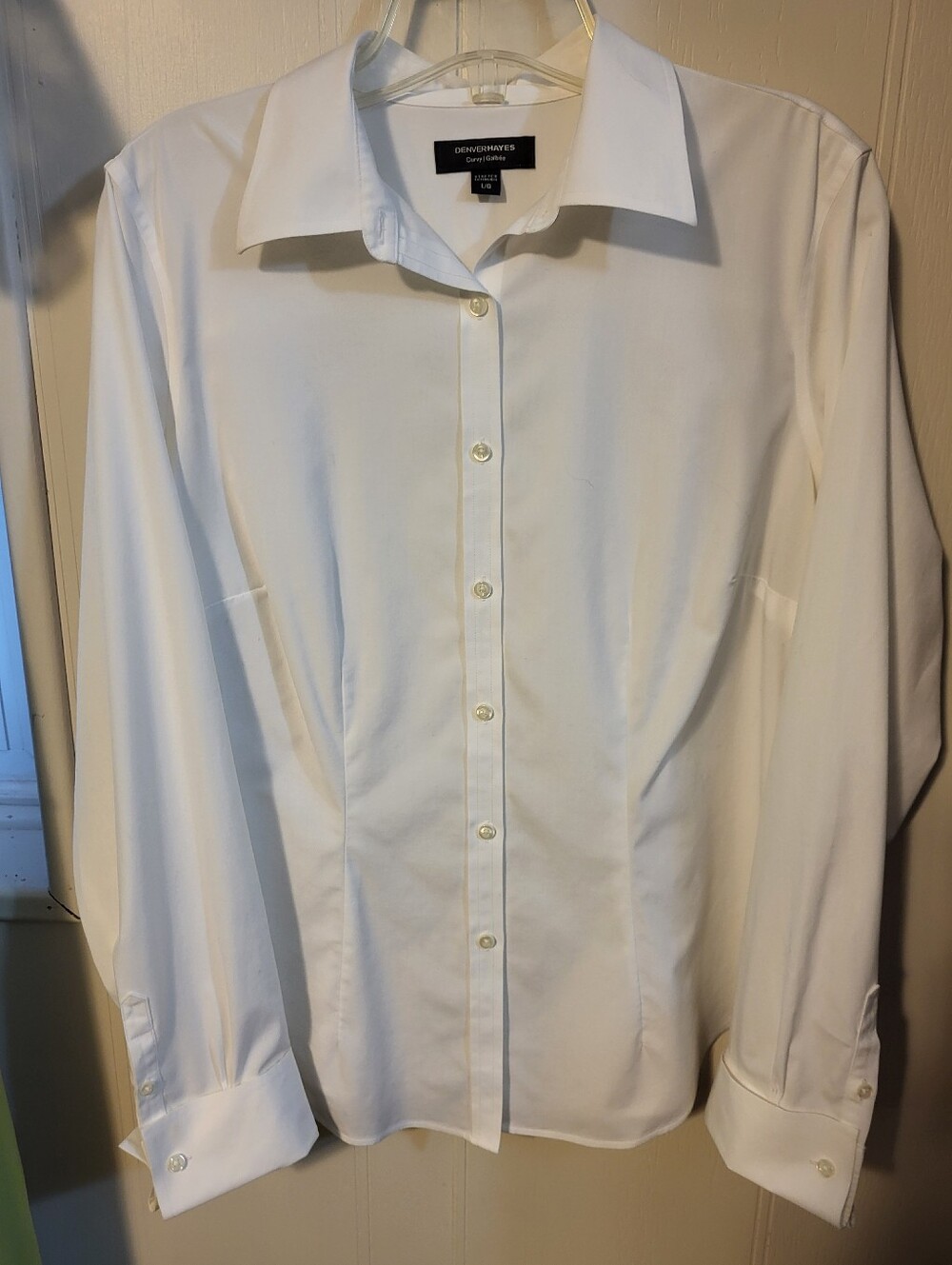 Denvor Hayes White Tailored Dress Shirt - Tailored Button Front Sz Large